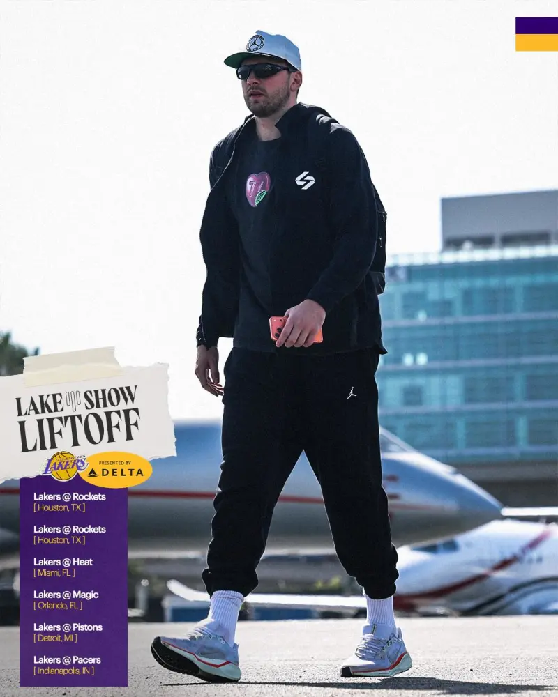 kaiyun-湖人社媒分享球员奔赴休斯顿的登机照片组图，东契奇出镜